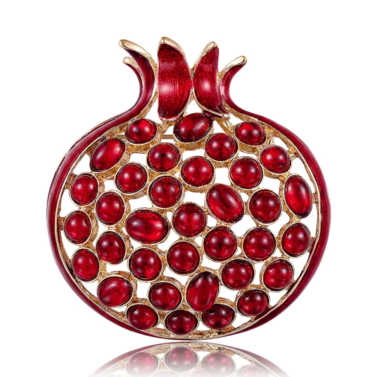 Beaut&Berry Luxury Enamel Openwork Pomegranate Brooches for Women Unisex Fruit Pins Casual Party Jewelry Accessories Gifts