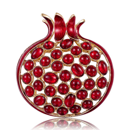Beaut&Berry Luxury Enamel Openwork Pomegranate Brooches for Women Unisex Fruit Pins Casual Party Jewelry Accessories Gifts