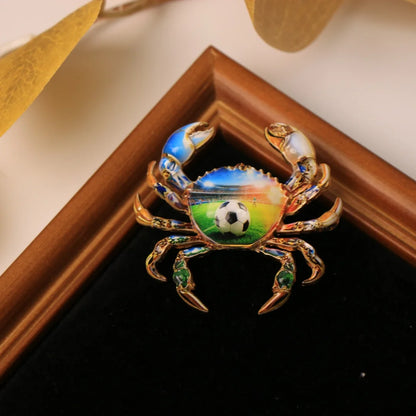 Baroque-style Luxury Enamel Alloy Crab-Design Brooch for Men and Women, Jewelry and Fashion Accessories