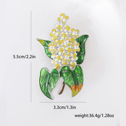Enamel Hydrangea Brooches for Women Unisex Trendy Rhinestone Flower Pins Banquet Party Backpack Gifts Jewelry Accessories