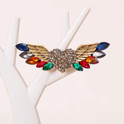 Sparkling Crystal Love Angel Wings Brooch Women's Luxury Dress Wedding Decorations Souvenir Gifts