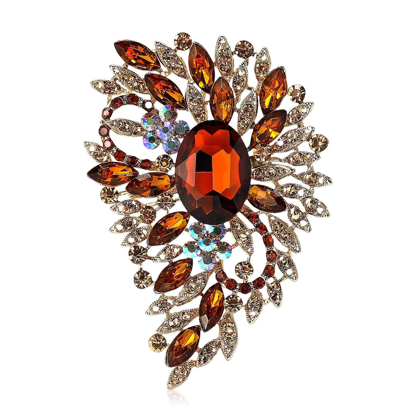 Beaut&Berry Luxury Crystal Large Glass Brooches for Women  Rhinestone Pins Friends Party Gifts Banquet Jewellery Accessories