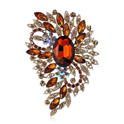 Beaut&Berry Luxury Crystal Large Glass Brooches for Women  Rhinestone Pins Friends Party Gifts Banquet Jewellery Accessories