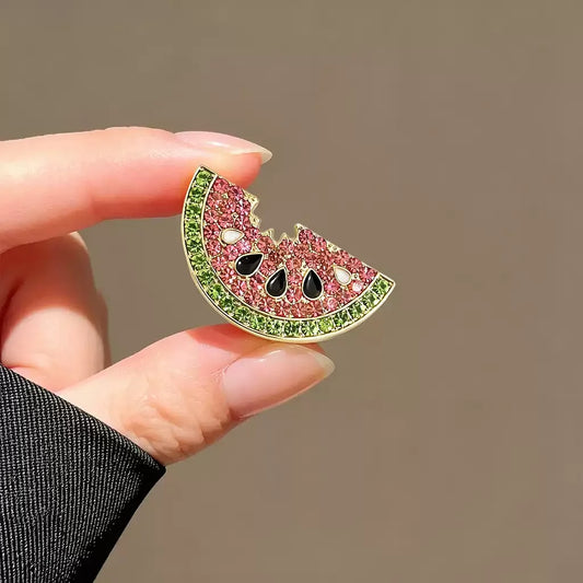 Crystal Rhinestone Watermelon Brooch Fruit Lapel Pin Fashion Clothing Accessories Jewelry Badge Gift