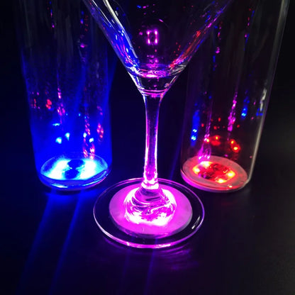 50/1x LED Coaster Sticker Luminous Drinking Glass Cup Pads Lamp Colorful Glowing Wine Bottle Mats Cushion Bars Party Decor Light