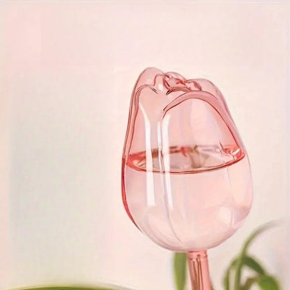 Pink tulip plant watering balls, suitable for indoor and outdoor plants, automatic plant drippers, and automatic watering