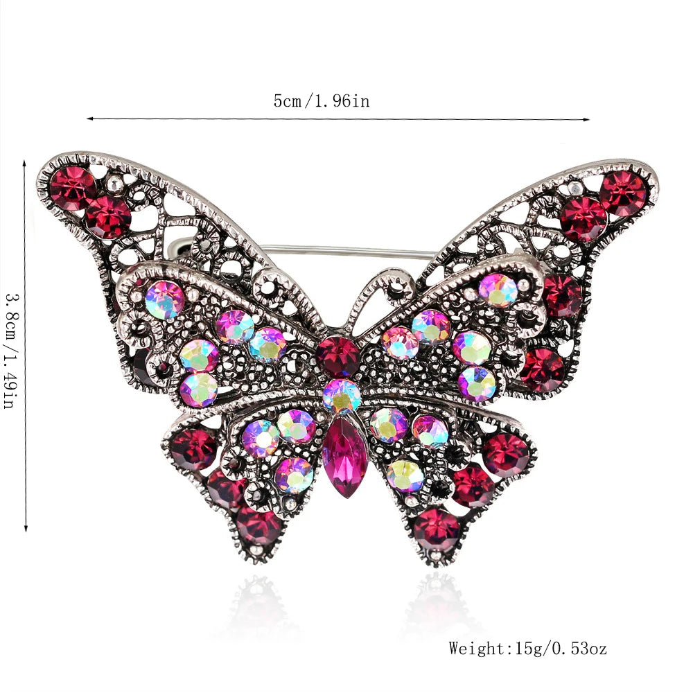 Rhinestone Butterfly Brooch Pins Trendy Alloy Enamel Metal Lapel Pin Glittering Multi-Color Optional For Women Small Gift Access