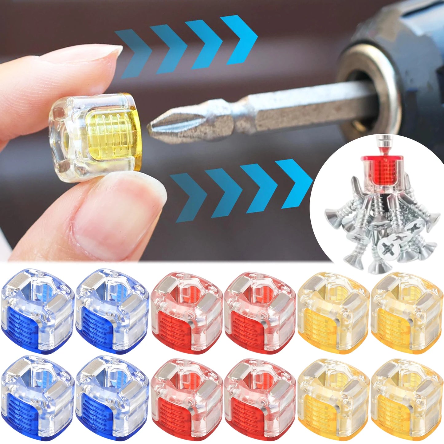3pcs Screwdriver Bit Powerful Magnetizer Universal 1/4" Hex Drill Magnetic Ring Screw Holder Magnetic Coil Repair Hand Tools