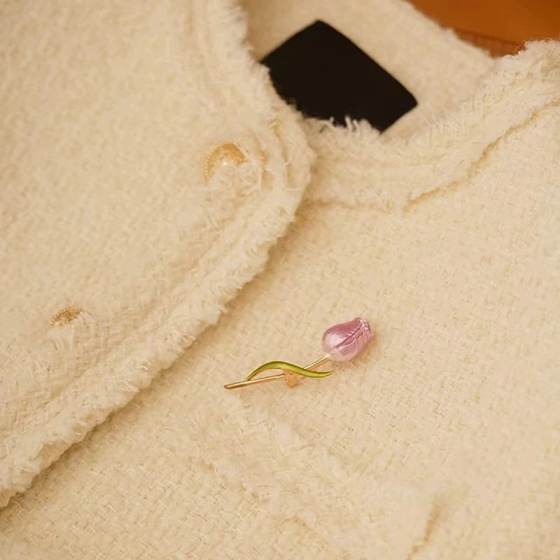 Wedding Tulip Corsage Pink Flower Brooches Flower Lapel Pins Wedding Jewelry For Women And Men Party Suit Pin