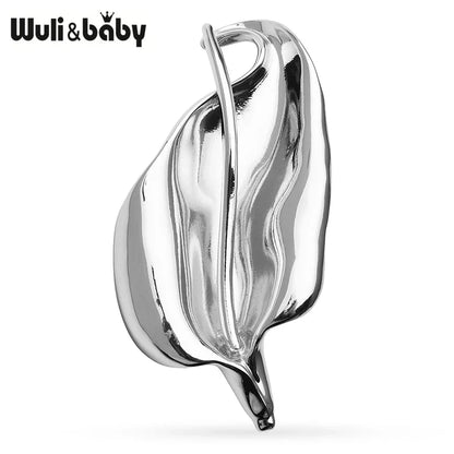 Wuli&baby Stainless Steel Lily Flower Brooches For Women Unisex 2-color Metal Plants Party Office Brooch Pins Gifts
