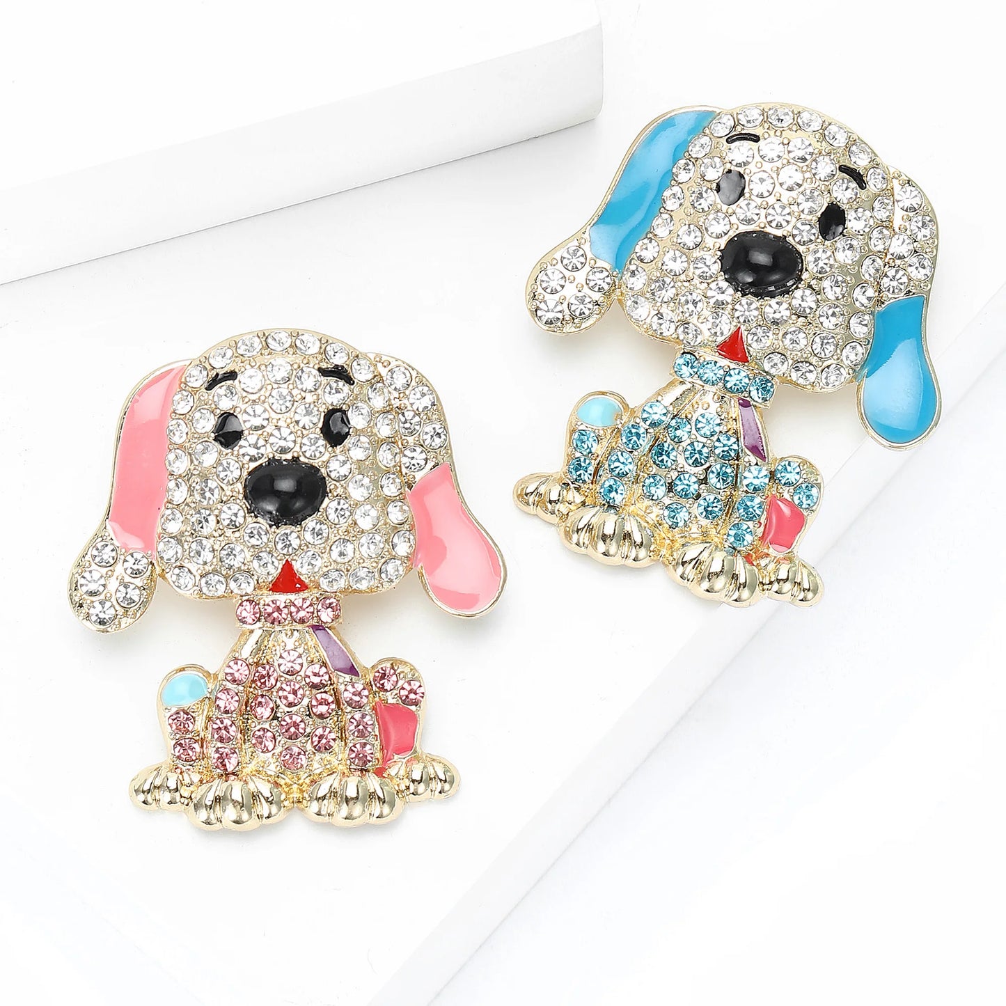 Beaut&Berry Classic Rhinestone Dog Brooches for Women Unisex Animal Pins Casual Party Jewelry Accessories Gifts Decoration