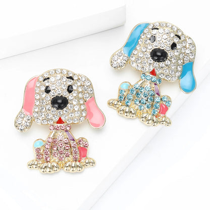 Beaut&Berry Classic Rhinestone Dog Brooches for Women Unisex Animal Pins Casual Party Jewelry Accessories Gifts Decoration