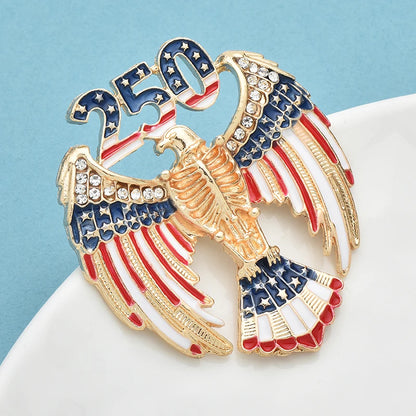 Wuli&baby USA Independence Day Brooch Pins For Women Unisex Enamel Rhinestone American 250 Years Eagle Office Party Brooches