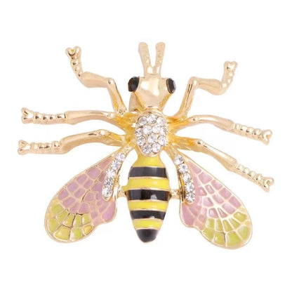 SKEDS Luxury Vintage Women Crystal Cute Enamel Bee Brooches Pins Baroque Pearl Insect Jewelry Brooch For Lady Badges Lapel Pins