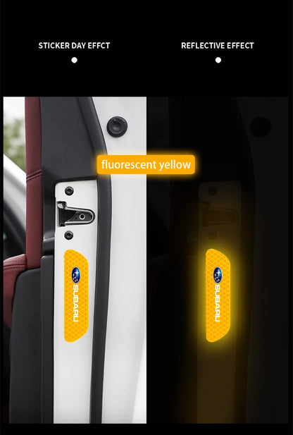 4PCS Car Stickers Door Opening Reflective Warning Sticker For Subaru STI Forester Impreza Legacy Outback XV BRZ WRX Tribeca