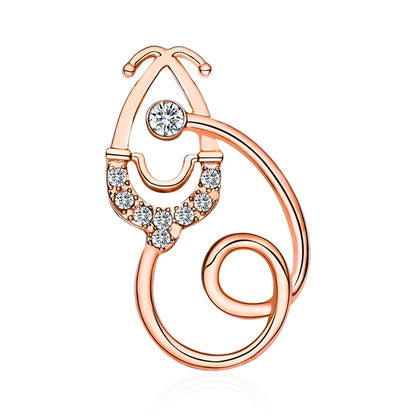 Hanreshe Classic Inlaid Crystal Stethoscope Brooch Medical Luxury Lapel Backpack Pins Badge Medicine Jewelry for Doctor Nurse