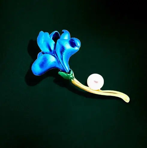 Resin Tulip Brooch for Women Unisex Rhinestone Flower Pin Pearl Plant Lapel Pin Banquet Party Backpack Gifts Jewelry Accessories