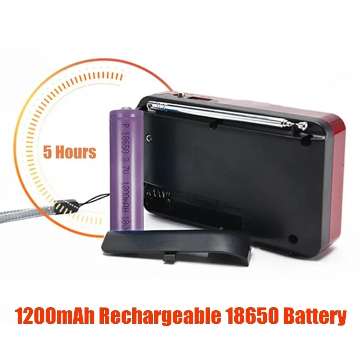 Portable Rechargeable Mini FM Radio Player Multi-function Plug-in Card Compact Design for Travel
