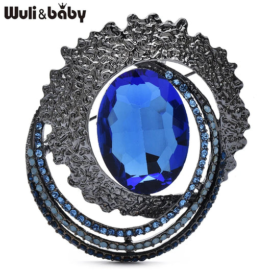 Wuli&baby Vintage Crystal Round Brooches For Women Unisex 4-color Elegant Party Office Brooch Pins Gifts