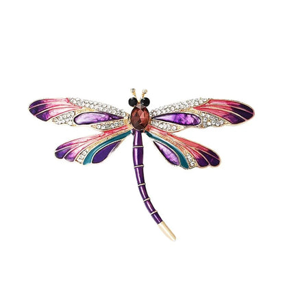 Vintage Green Crystal Dragonfly Brooch for Women Men Insect Lapel Enamel Pins Wedding Jewelry Accessories
