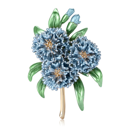 Beaut&Berry Luxury Elegant Enamel Hydrangea Brooches for Women Plant Pins Friends Party Gifts Banquet Jewellery Accessories