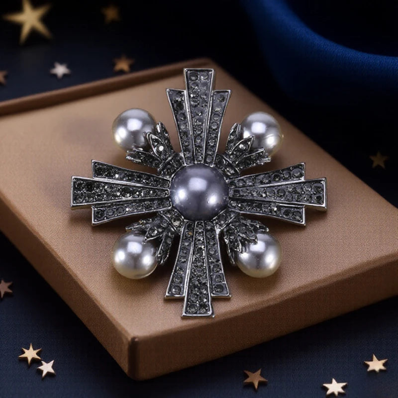 Baroque Luxury Beautiful Cross Design Brooch for Men and Women, Jewelry Accessories,Wedding,Holiday,Party,Couple's Surprise Gift