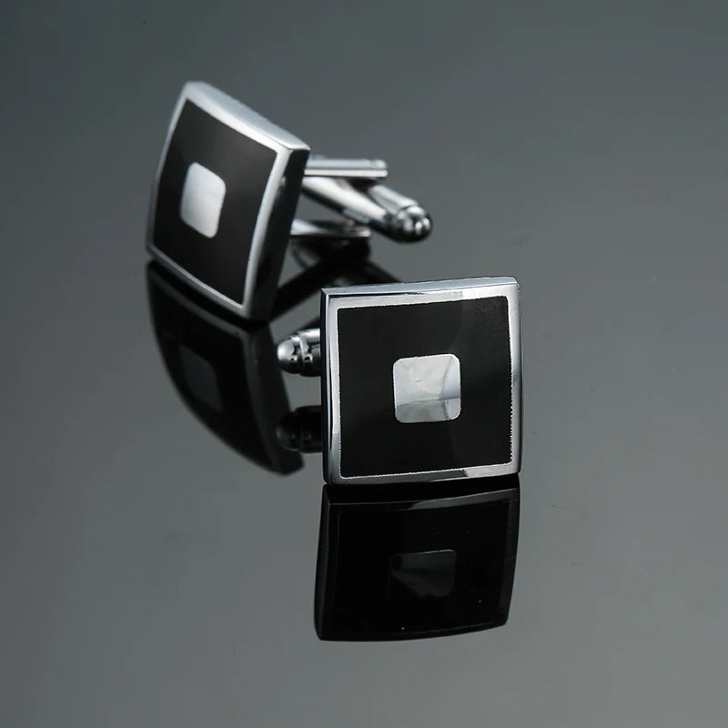 Luxury men's French shirt cufflinks classic square blue and black retro patterns cuff buttons suit accessories jewelry wholesale