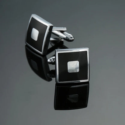 Luxury men's French shirt cufflinks classic square blue and black retro patterns cuff buttons suit accessories jewelry wholesale