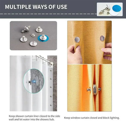 4Pairs Curtain Magnets Closure with Self-Adhesive Patch Keep Curtain Closed Bathroom Bedroom Magnetic Light-Blocking Buckle