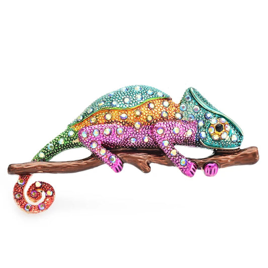 Wuli&baby Charming Lizard Brooches For Women Unisex 2-color Beautiful Enamel Animal Party Casual Brooch Pins Gifts