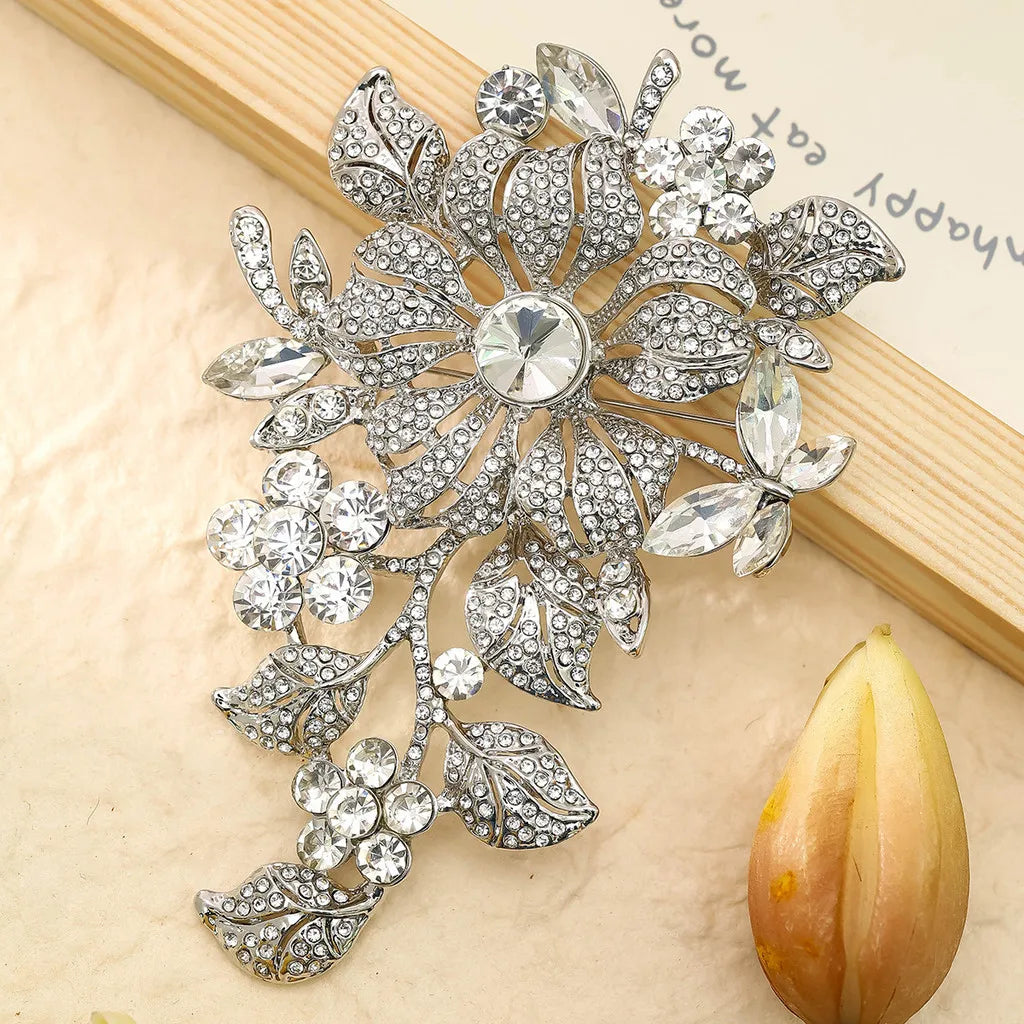 Luxury Full Crystal Exaggerated Broocch Badges For Women Men Elegant Rhinestone Waterdrop Pin  Lady Clothing Coat Corsages