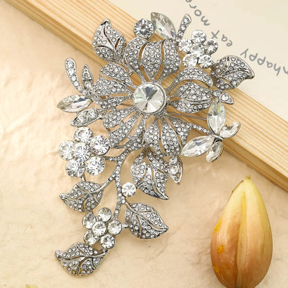 Luxury Full Crystal Exaggerated Broocch Badges For Women Men Elegant Rhinestone Waterdrop Pin  Lady Clothing Coat Corsages