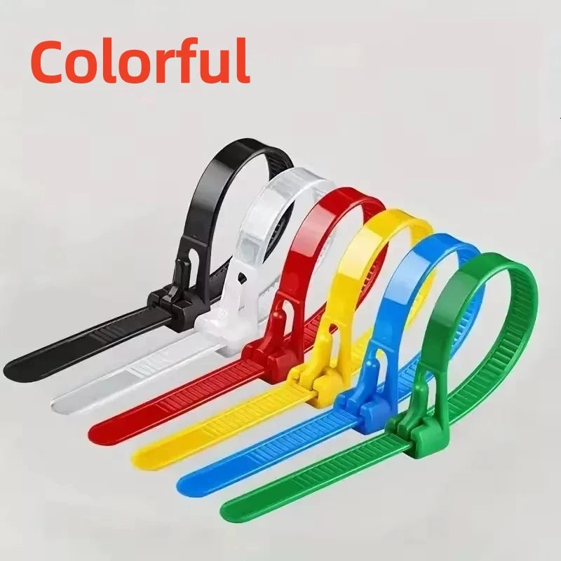 10Pcs Reusable Cable Ties Cable Lock Loop Nylon Ties Removable Recyclable Mixed Colours Black White Cable Ties