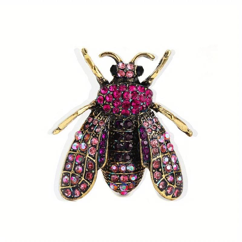SKEDS Luxury Exaggerated Vintage Women Girls Crystal Bee Brooch Pin Fashion Elegant Lady Exquisite Insect Rhinestone Badges