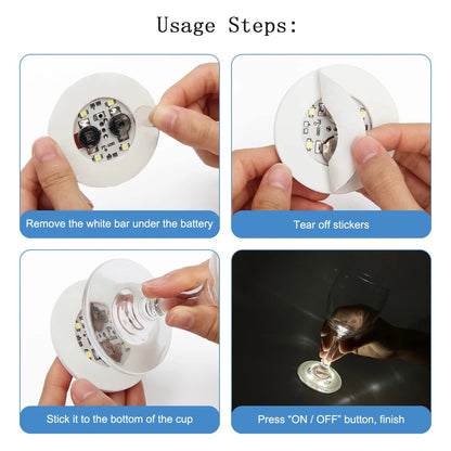 1/10/50pcs Luminous Coaster LED Bar Drinks Cup Pad Wine Liquor Bottles Coaster Atmosphere Light Cup Sticker Light-emitting Prop