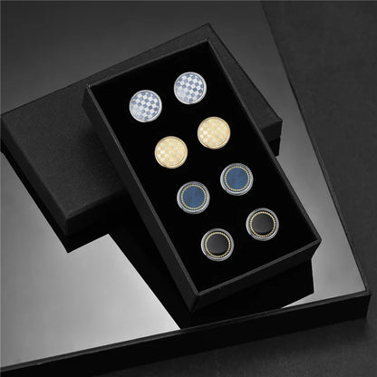 4 Pair Cufflinks For Mens With Gift Box Man Shirt Cufflinks Wedding Guests Gifts Men Gift For Husband Business Tie Clip T0204022