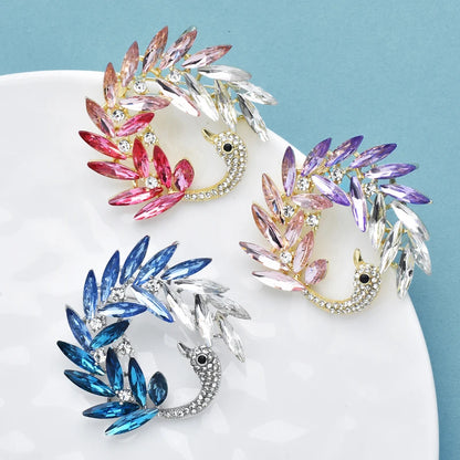 Wuli&baby Luxury Crystal Swan Brooches For Women Lady 3-color Charming Bird Party Office Brooch Pins Gifts