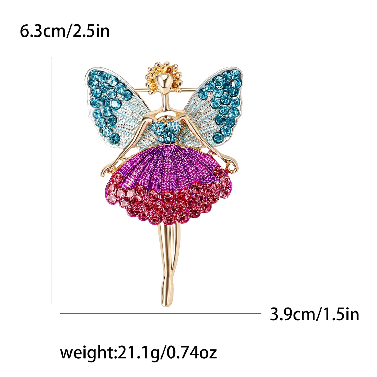 Rhinestone Ballerina Brooches for Women Acrylic Elf Pins Pearl Girls Accessories Office Party Friend Gifts