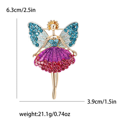 Rhinestone Ballerina Brooches for Women Acrylic Elf Pins Pearl Girls Accessories Office Party Friend Gifts