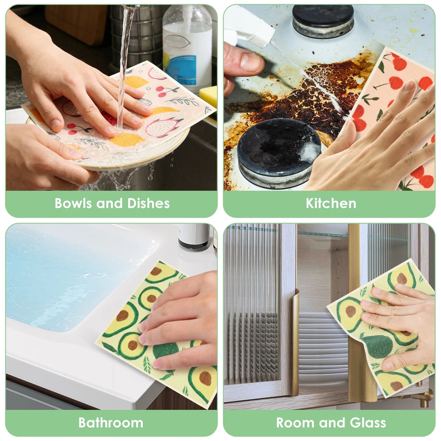 10Pcs Swedish Dishcloth High Water Absorbency Quick Drying Dish Rag Kitchen Cleaning Cloths Dish Towels Wet Dry Dishcloths