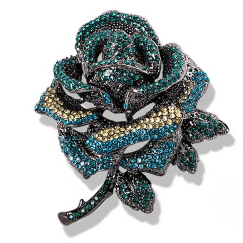 Baroque Luxury Beautiful Roses Sunflower Design Men's Women's Brooch Pins，Jewelry Accessories, Wedding Holiday Party Favors