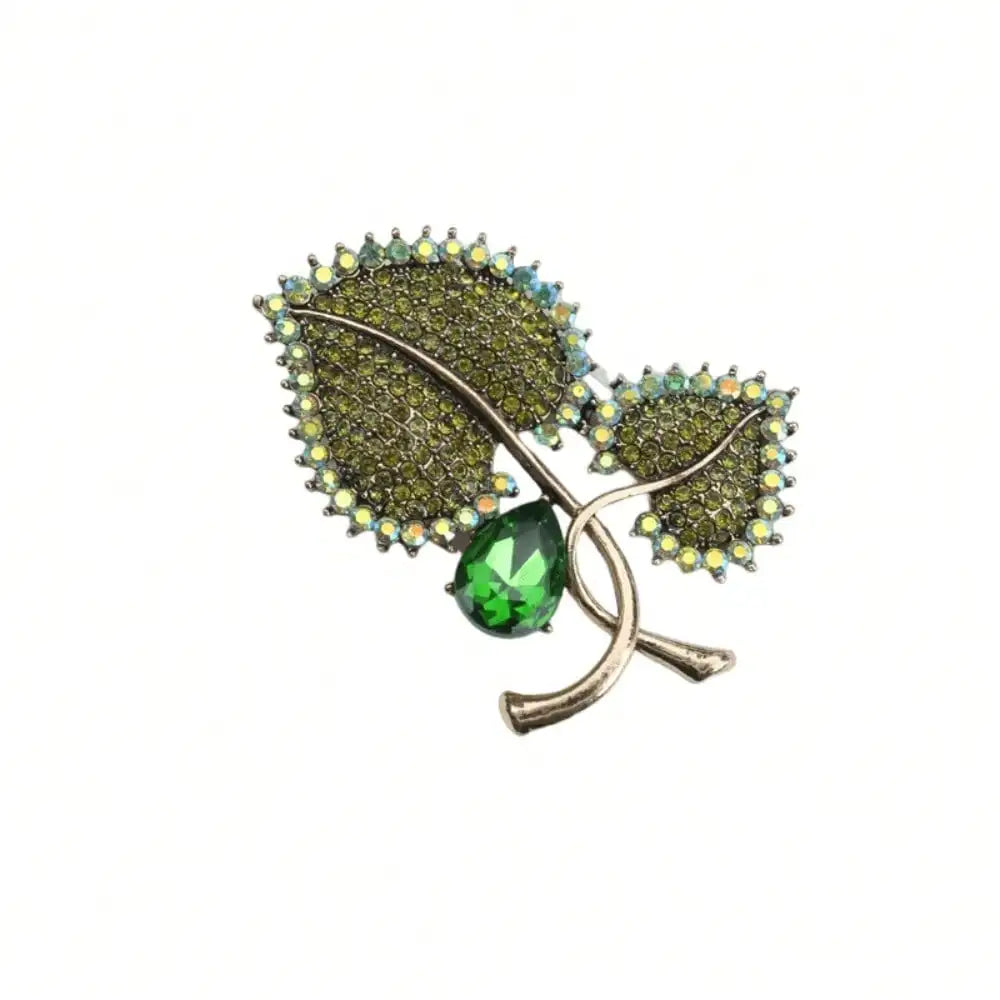 1pc Elegant Rhinestone Leaf Women's Brooch & Pin Jewelry - Retro Elegant, Unique Design, for Scarves/Wedding Parties, Ideal Gift
