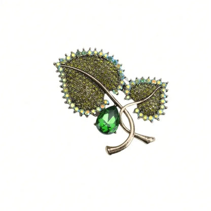 1pc Elegant Rhinestone Leaf Women's Brooch & Pin Jewelry - Retro Elegant, Unique Design, for Scarves/Wedding Parties, Ideal Gift