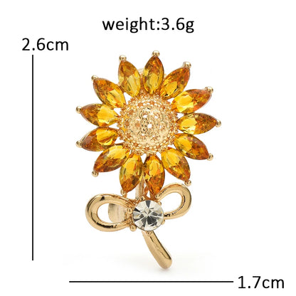 Wuli&baby Lovely Sunflower Brooches For Women Unisex Rhinestone Flowers Summer Collar Brooch Pin Fashion Jewelry Gifts