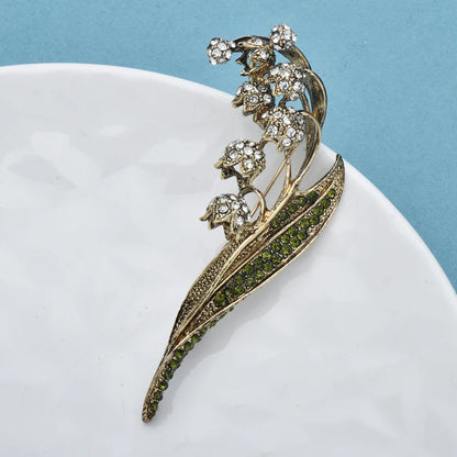 Wuli&baby Vintage Lily Flower Brooches For Women Unisex Rhinestone Flowers Plants Party Office Brooch Pin Gifts