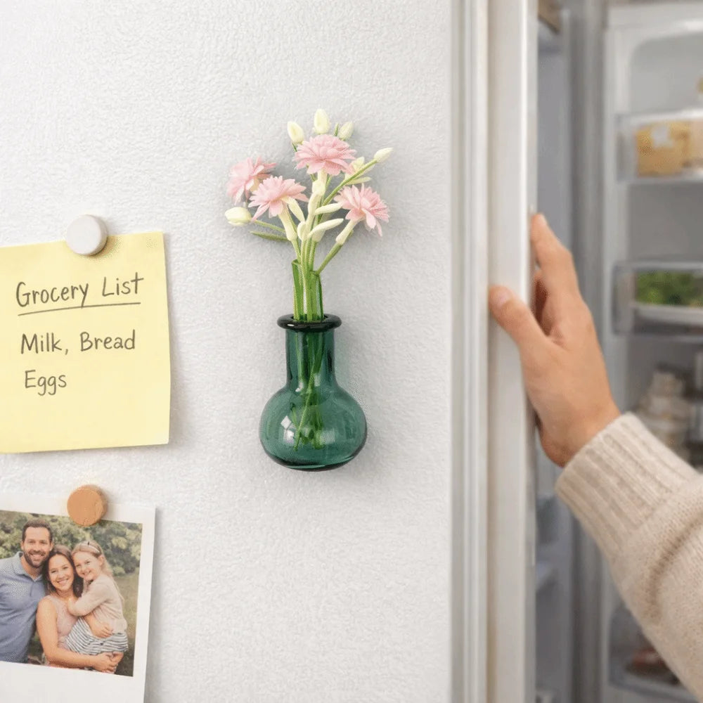 Flower Arrangement 3D Magnetic Vase Sticker Exquisite Decorative Magnetic Glass Vases With Flower Mini Vase Magnets Home