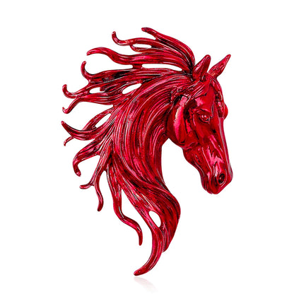 Beaut&Berry Trendy Enamel Horse Head Brooches for Women Zodiac Animal Pins Casual Party Accessories New Gifts Friends Decoration