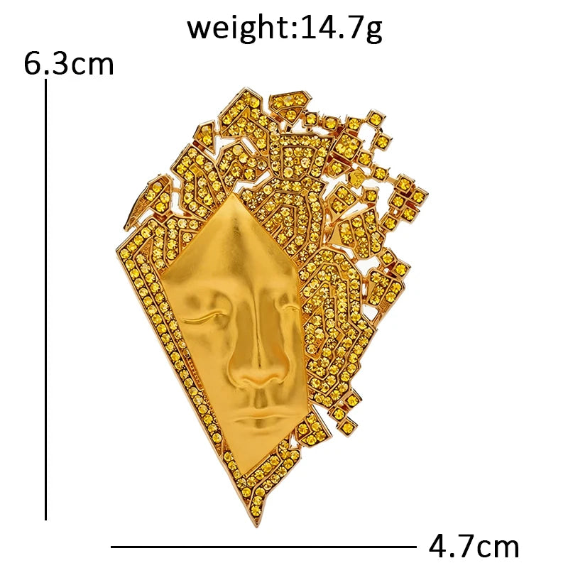 Wuli&baby Sparkling Face Brooches Rhinestone Art Character Figure Party Office Brooch Pins Gifts