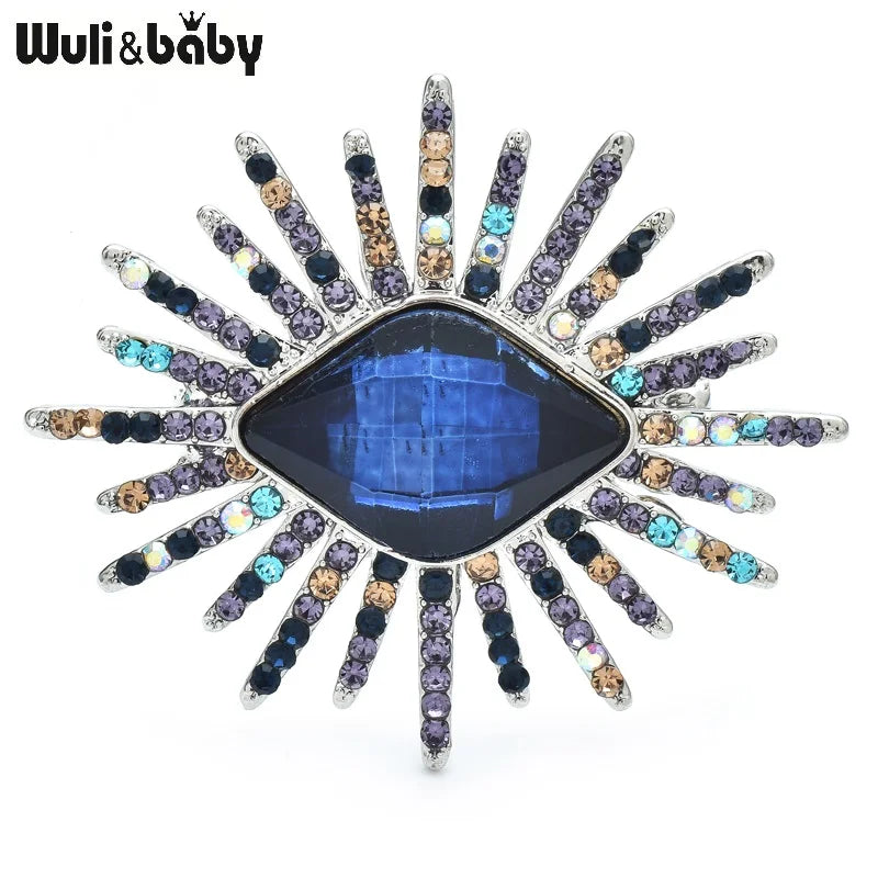 Wuli&baby Sparkling Eye Brooches For Women Unisex 2-color Crystal Beautiful Geometric Party Office Brooch Pins Gifts
