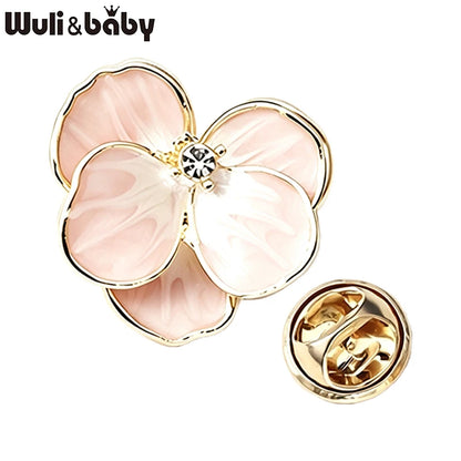Wuli&baby Little Pansy Flower Collar Pins For Women Lady 3-color Enamel Fresh Plants Party Casual Brooch Pin Fashion Gifts